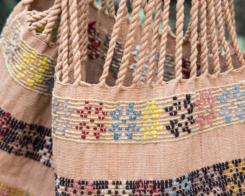 Light Brown & Multicolored Bag Hand-Woven in Loom