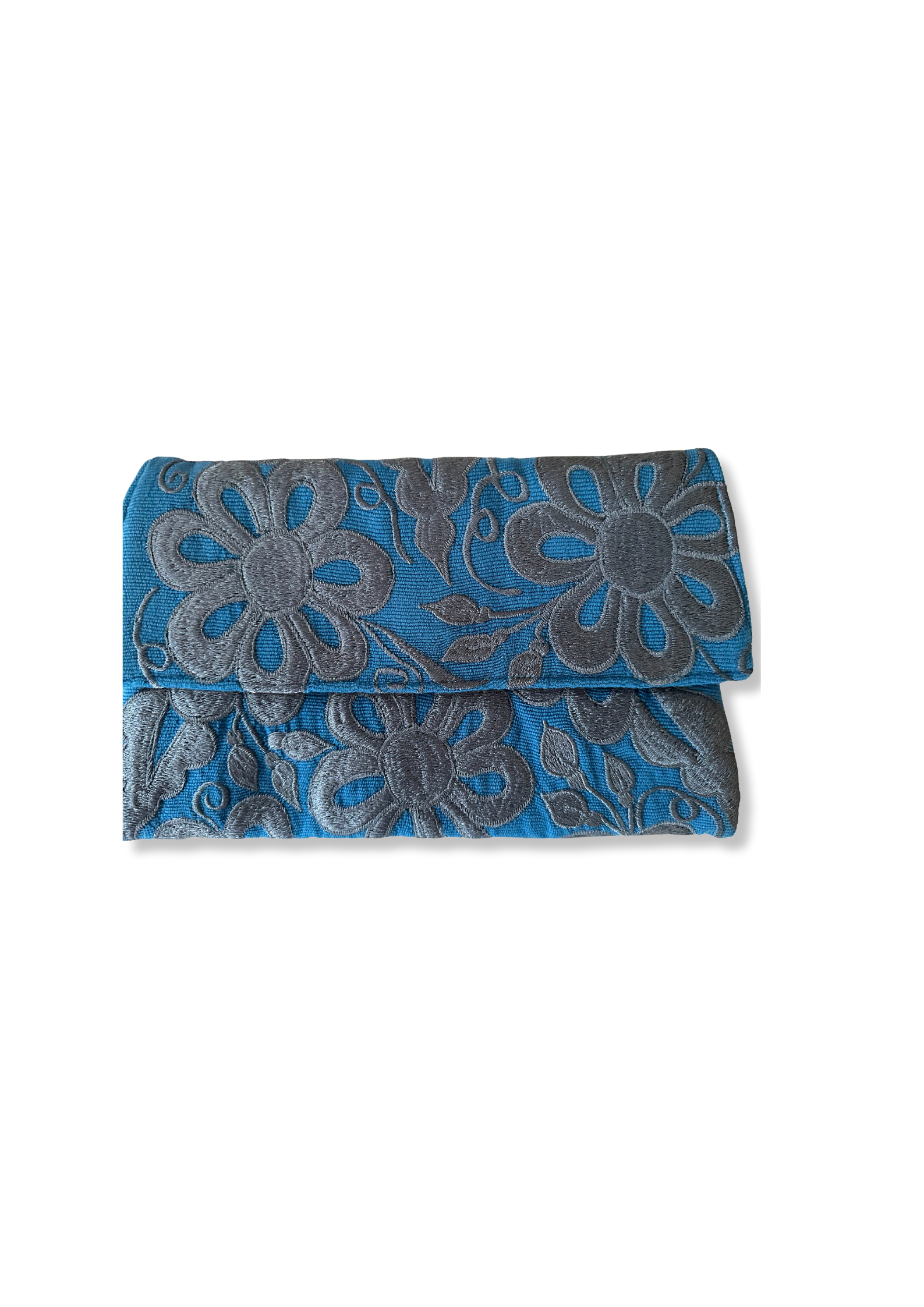 Blue Embroidered Envelope Bag
