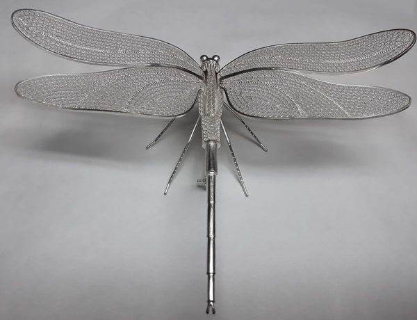 Caribbean Dragonfly Filigree Brooch in Silver