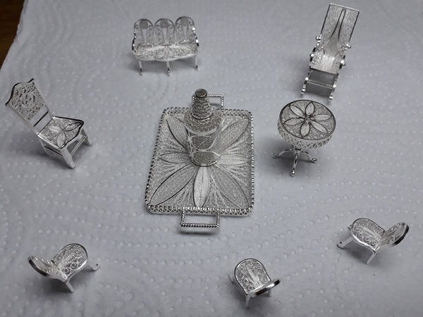 Decorative Furniture Filigree Set in Silver