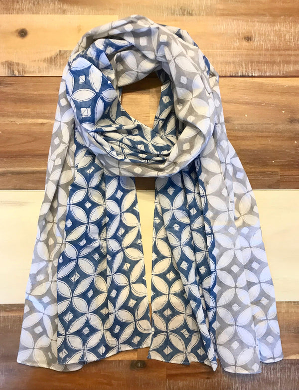 Blue & Grey Diamond Scarf