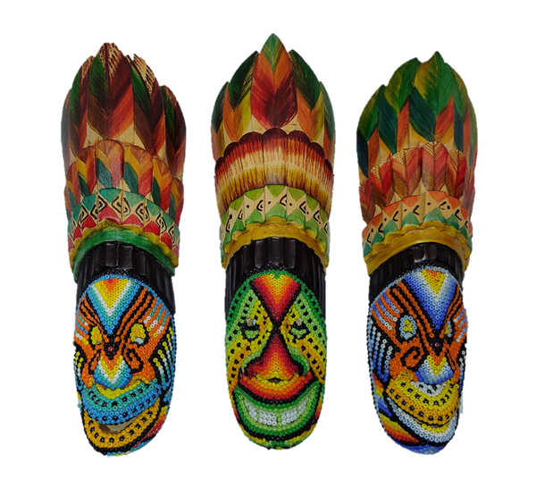 The 3 Crowns Decorative Masks with Chaquira Artwork