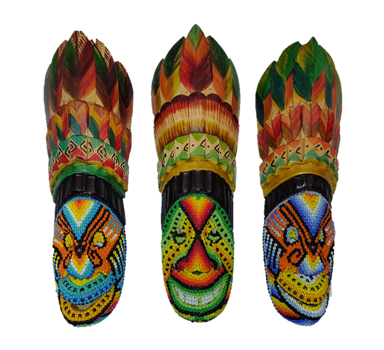 The 3 Crowns Decorative Masks with Chaquira Artwork