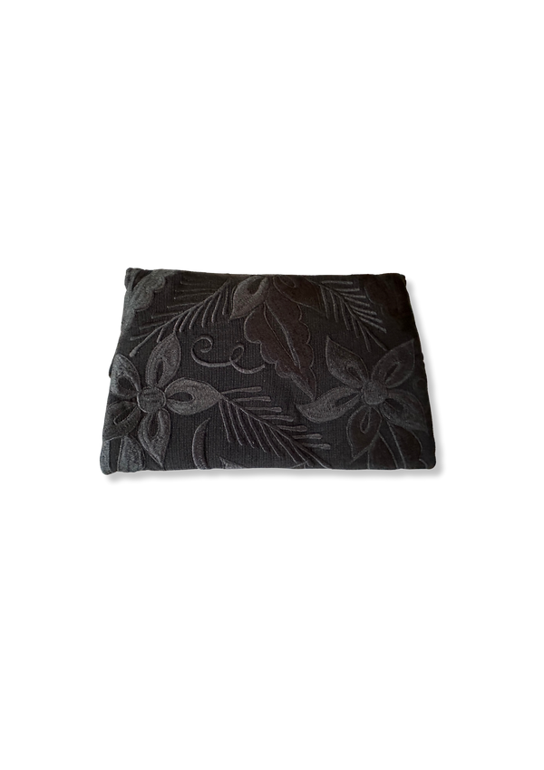 Black Embroidered Envelope Bag