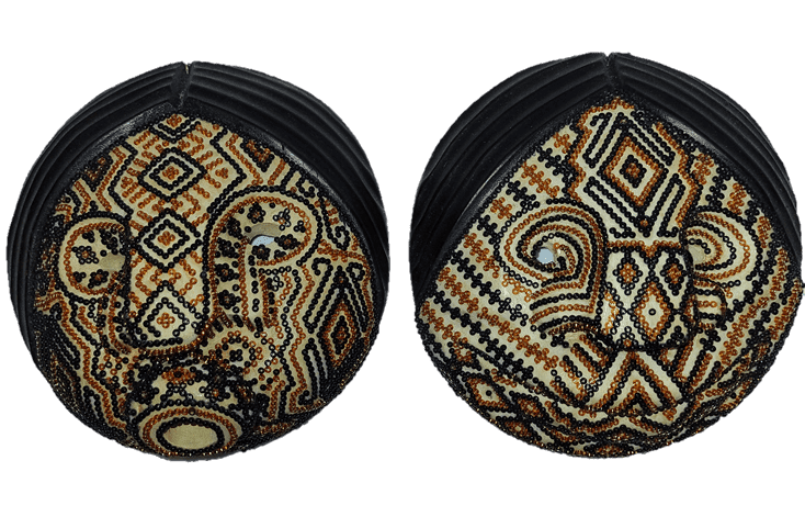 Husband & Wife Set of Two Decorative Masks with Chaquira Artwork