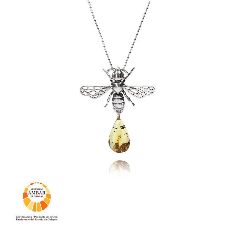 Large Bee Necklace in Sterling Silver