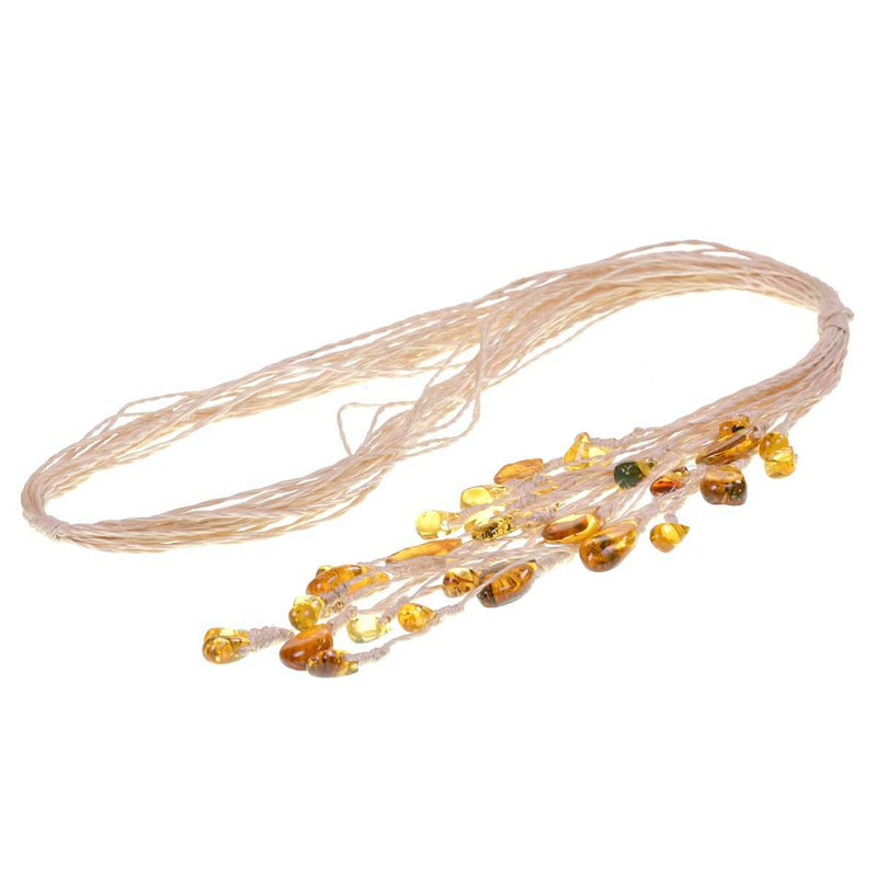 33 Piece Amber Drops Natural White Bromeliad Necklace With Long Earrings