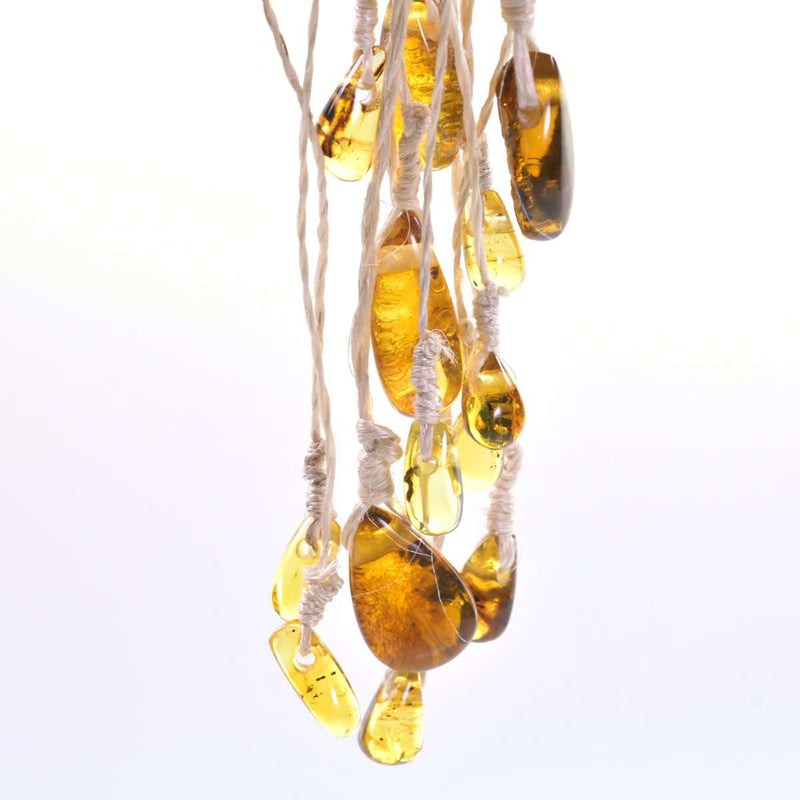 33 Piece Amber Drops Natural White Bromeliad Necklace With Long Earrings