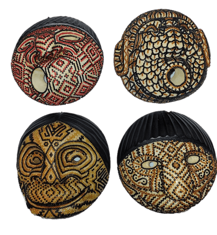 4 Expressions Decorative Masks in Chaquira Artwork