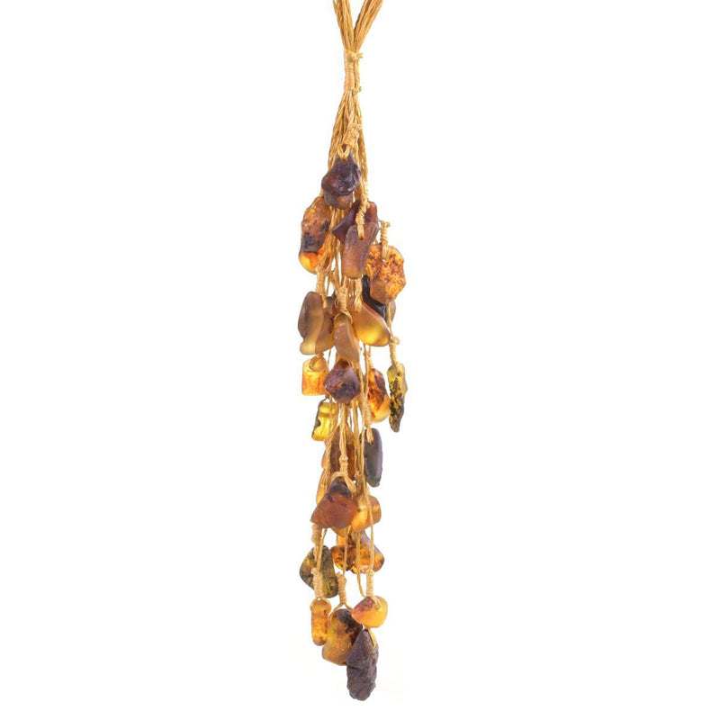 37 Piece of Rough Yellow Amber Bromeliad Necklace With Rough Amber Earrings