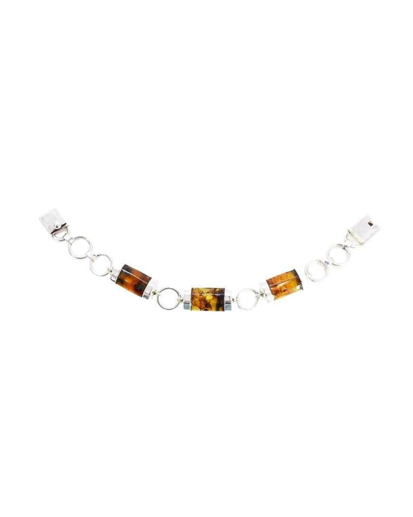Bricks Bracelet in Sterling Silver and Amber from Chiapas