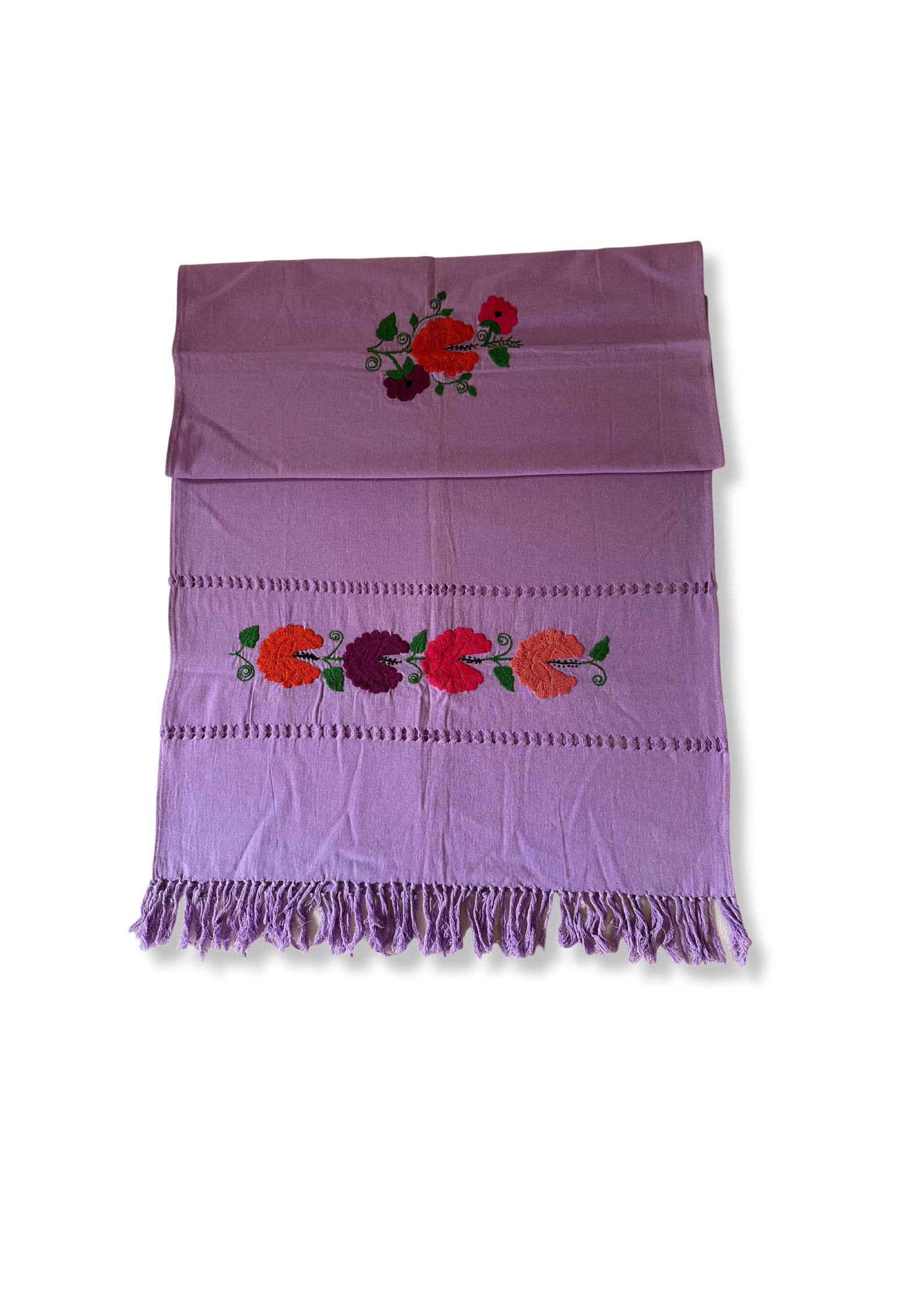Lilac Embroidered Cotton Shawl
