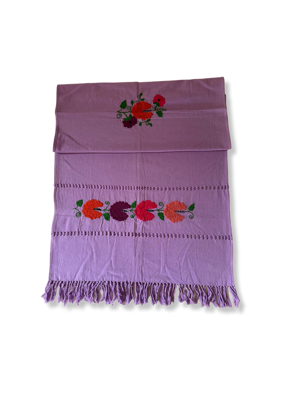 Lilac Embroidered Cotton Shawl