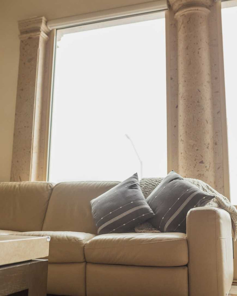 White & Grey Pillow Hand-Woven in Loom