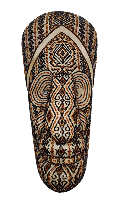 Alegre Hand Carved Mask in Wood with Chaquira Artwork