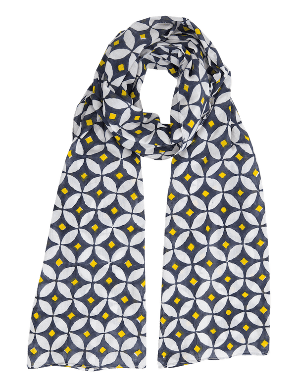 Navy & Yellow Diamond Scarf