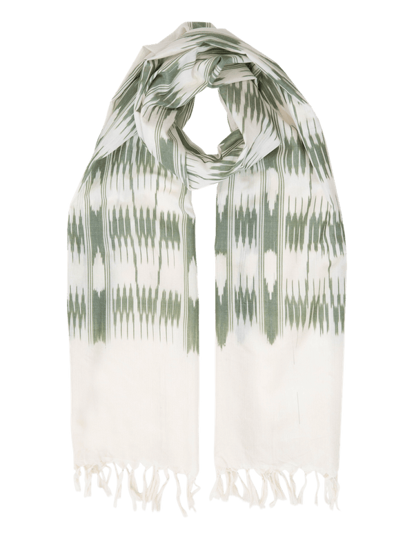 Cream & Olive Banded Stripes Scarf