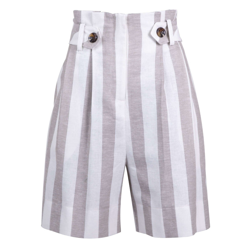 Striped Shorts with Button Clips