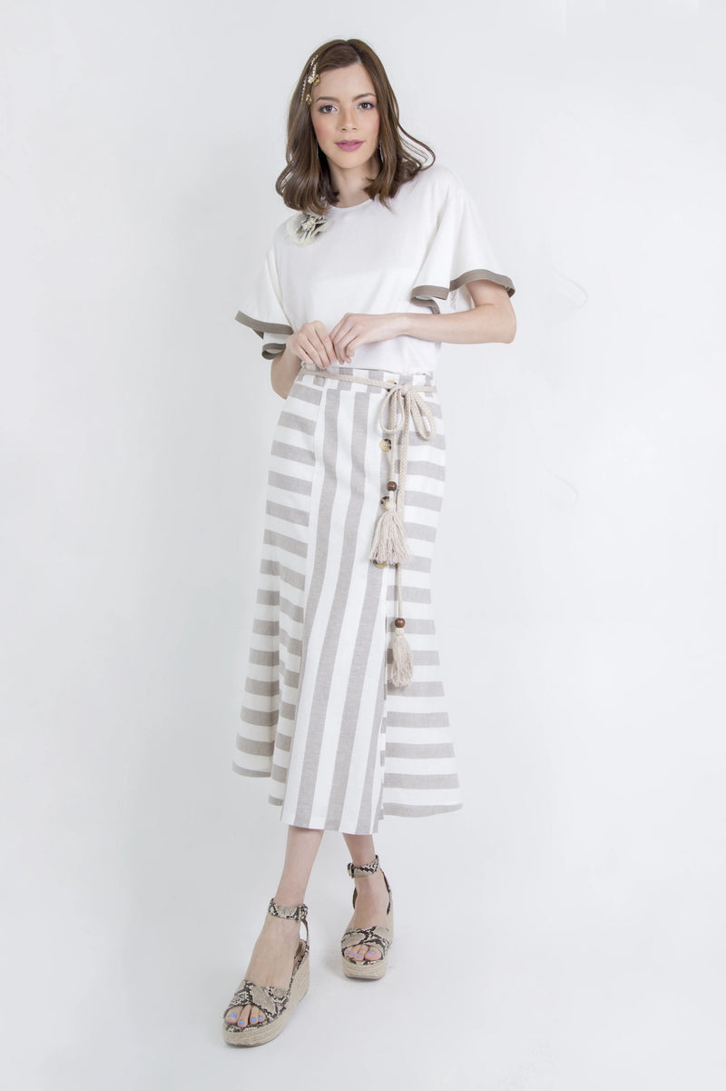 Striped Skirt with Tassels
