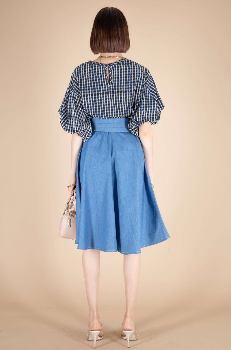 Mid Length Skirt with Belt