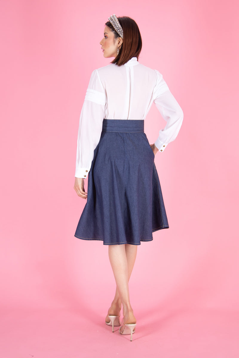 Mid Length Skirt with Belt