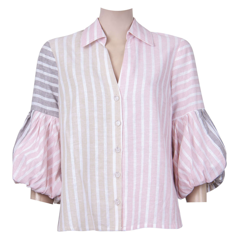 Puffy Sleeve Button Up Blouse