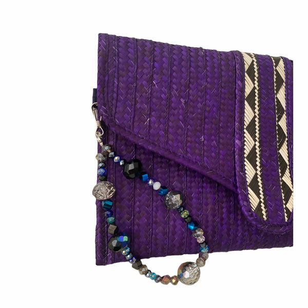 Handmade Purple Envelope Wallet with Stone Bracelet