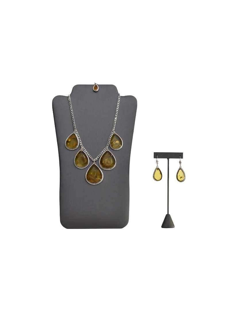 Golden Tears of the Jungle Necklace and Earrings Set in Sterling Silver and Amber from Chiapas