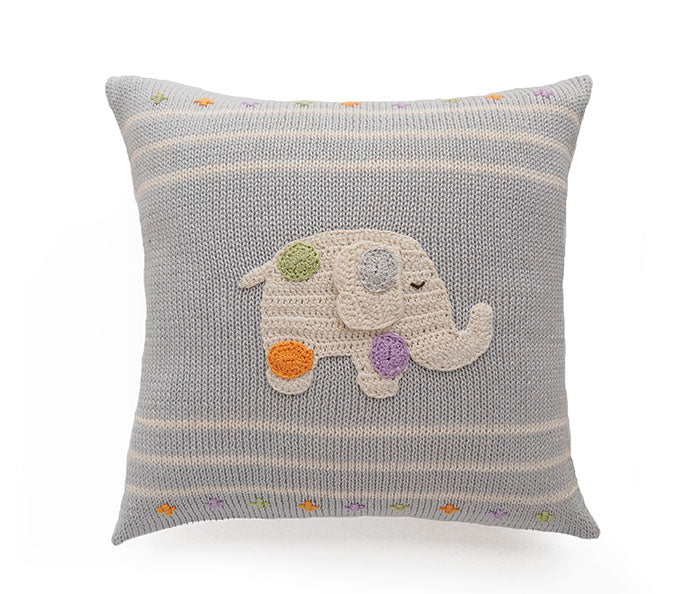 Hand Knitted Polka Dot Elephant 10" Pillow