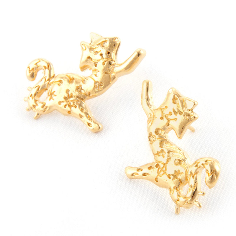 Sitting Cat Gold Earrings