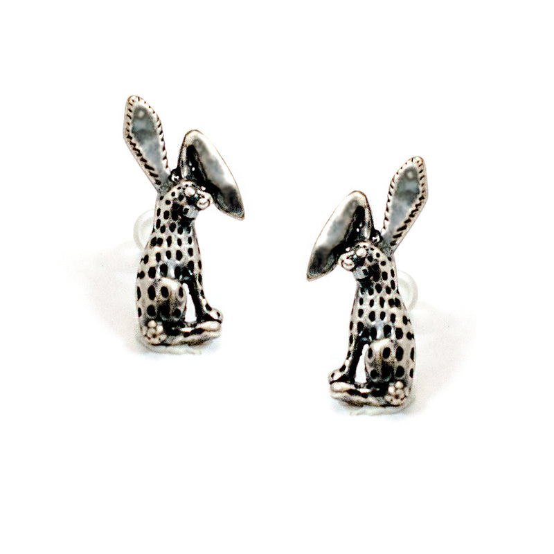 Rabbit Blackened Silver Earrings