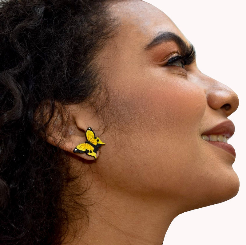 Full Yellow Butterfly Earrings