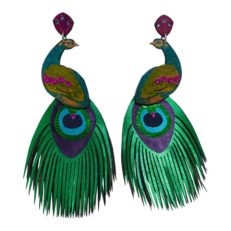 Fabric Tail Peacock Earrings