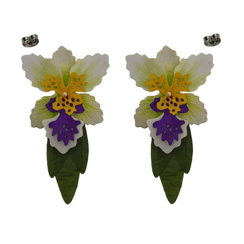 White Cattleya Orchid Earrings