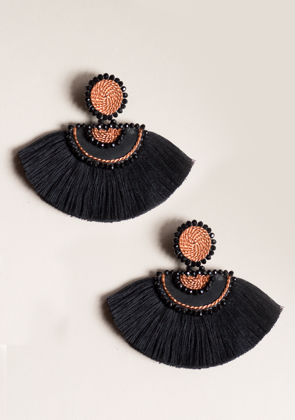 Handmade Black Half Sphere Earrings