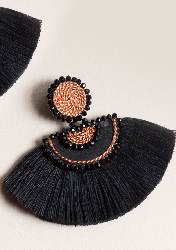 Handmade Black Half Sphere Earrings