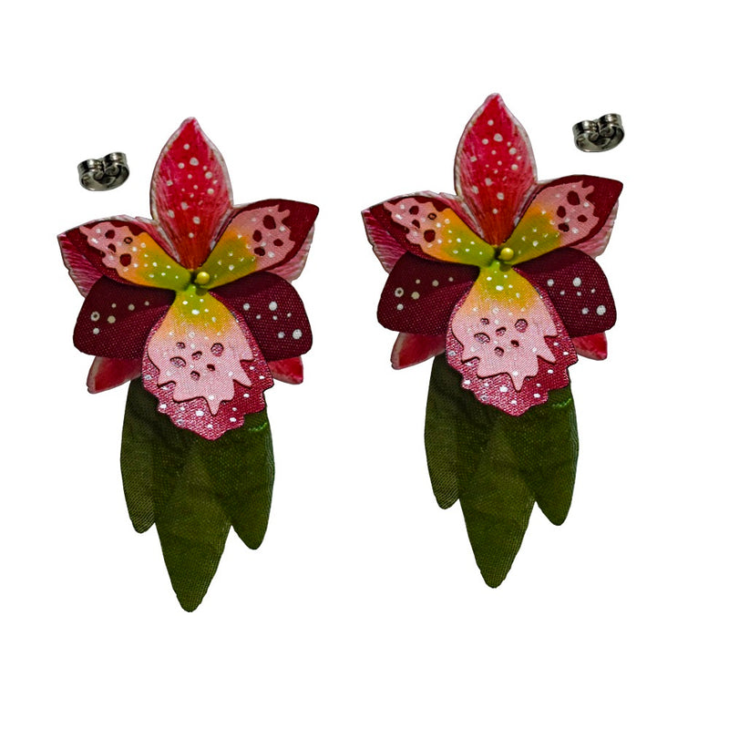 Pink Cymbidium Orchid Earrings