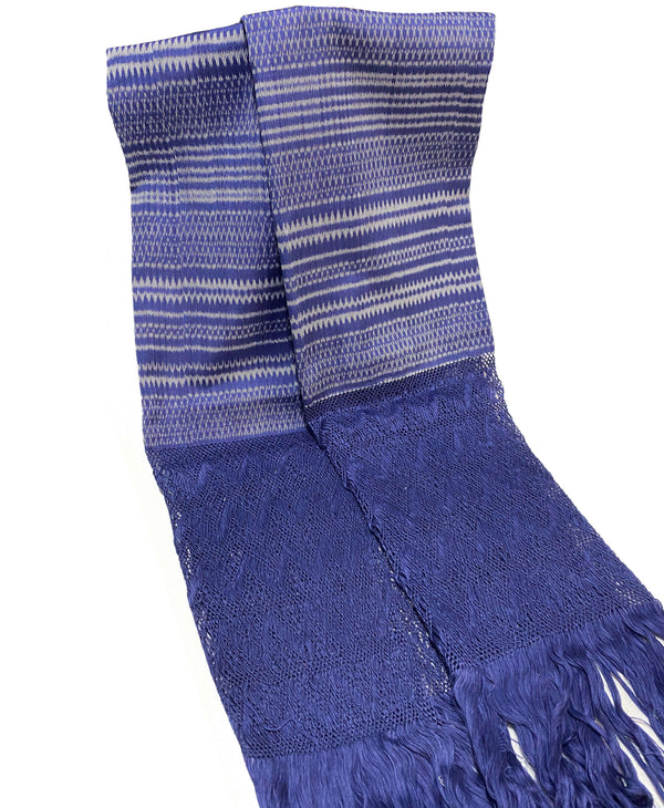 Traditional Tenancingo Rebozo Hand Woven In Loom in Egyptian Cotton Shawl - Blue