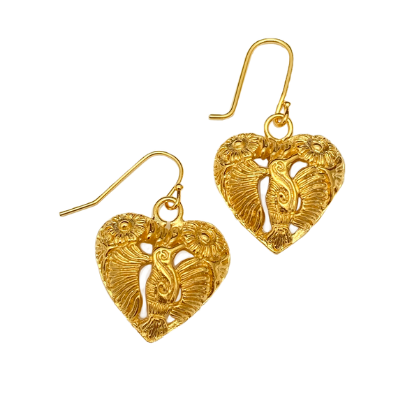 Oaxaca Heart Gold Plated Earrings