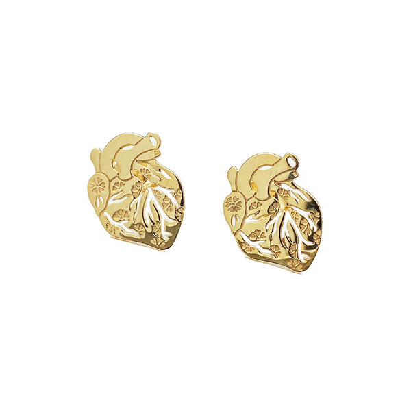Gold Living Heart Earrings