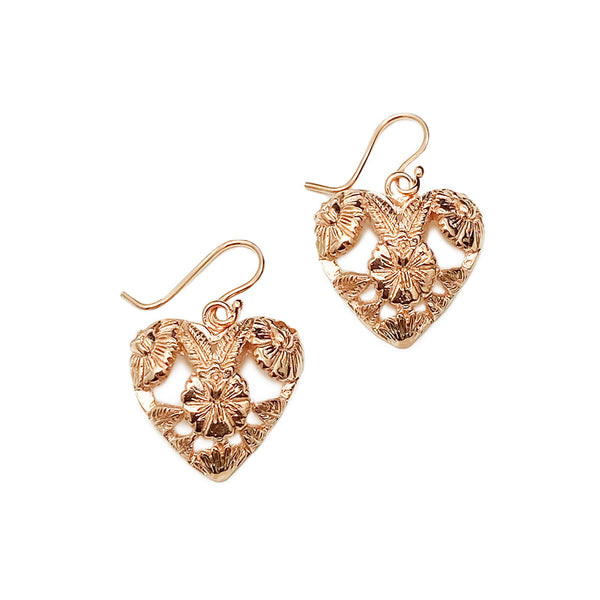 Pink Gold Plated Heart of Oaxaca Flowers Earrings