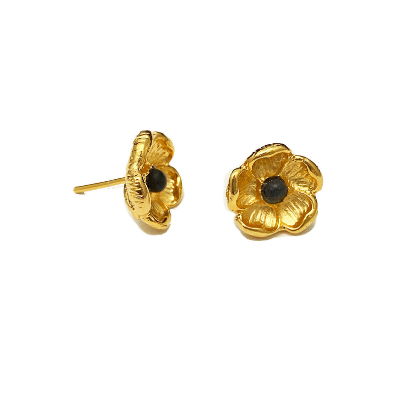 Gold Plated Flower with Five Petals Earrings