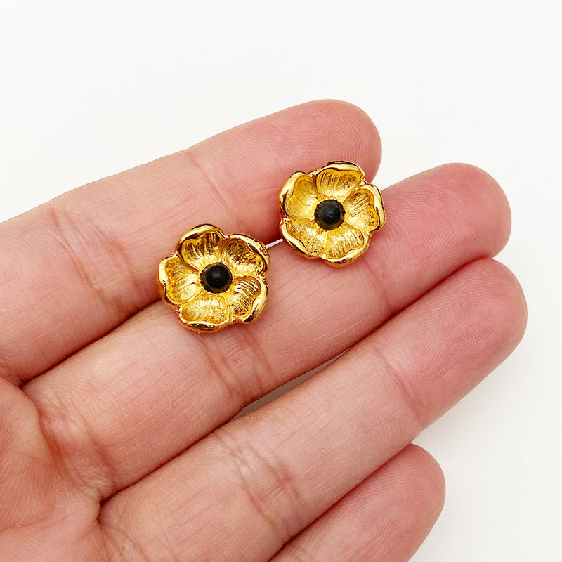 Gold Plated Flower with Five Petals Earrings