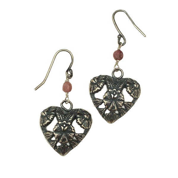 Oaxaca Heart Silver Earrings
