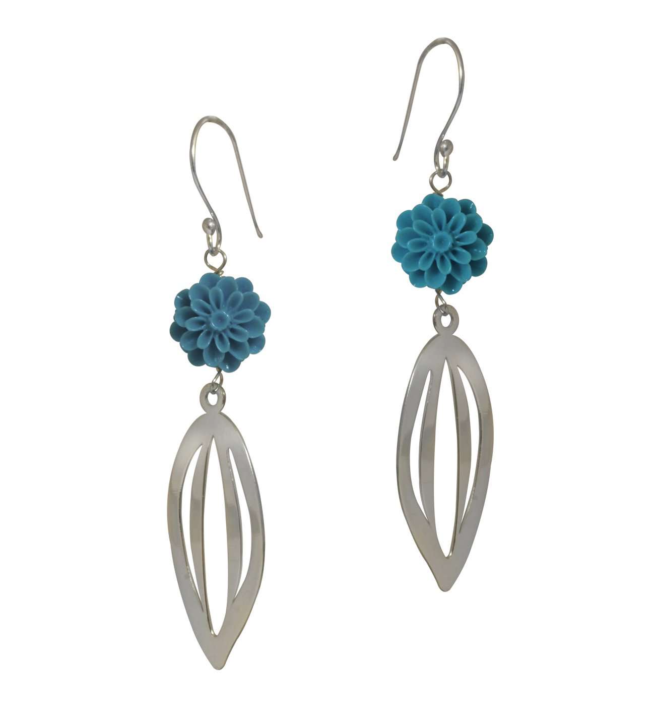 Studio Boutique.- Small Dhalia Earrings with Flowers in Sterling Silver