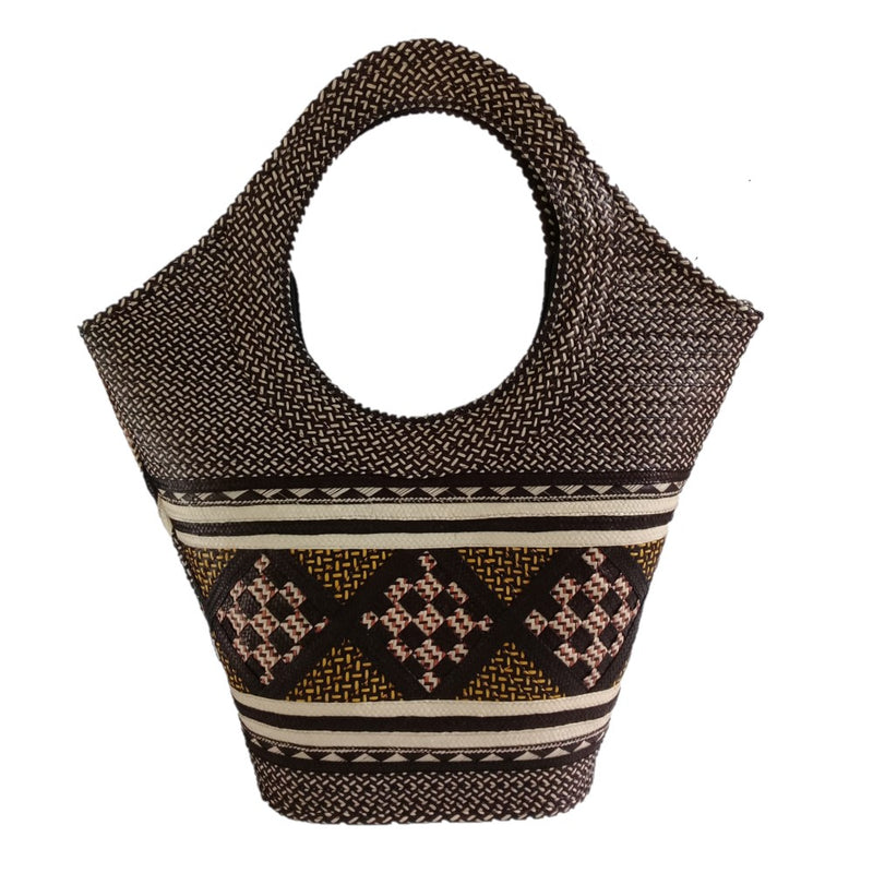 Brown and Ivory Oval Bag