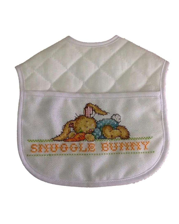 Snuggle Bunny Baby Bib Embroidered in Cross Stitch (Set of 2)