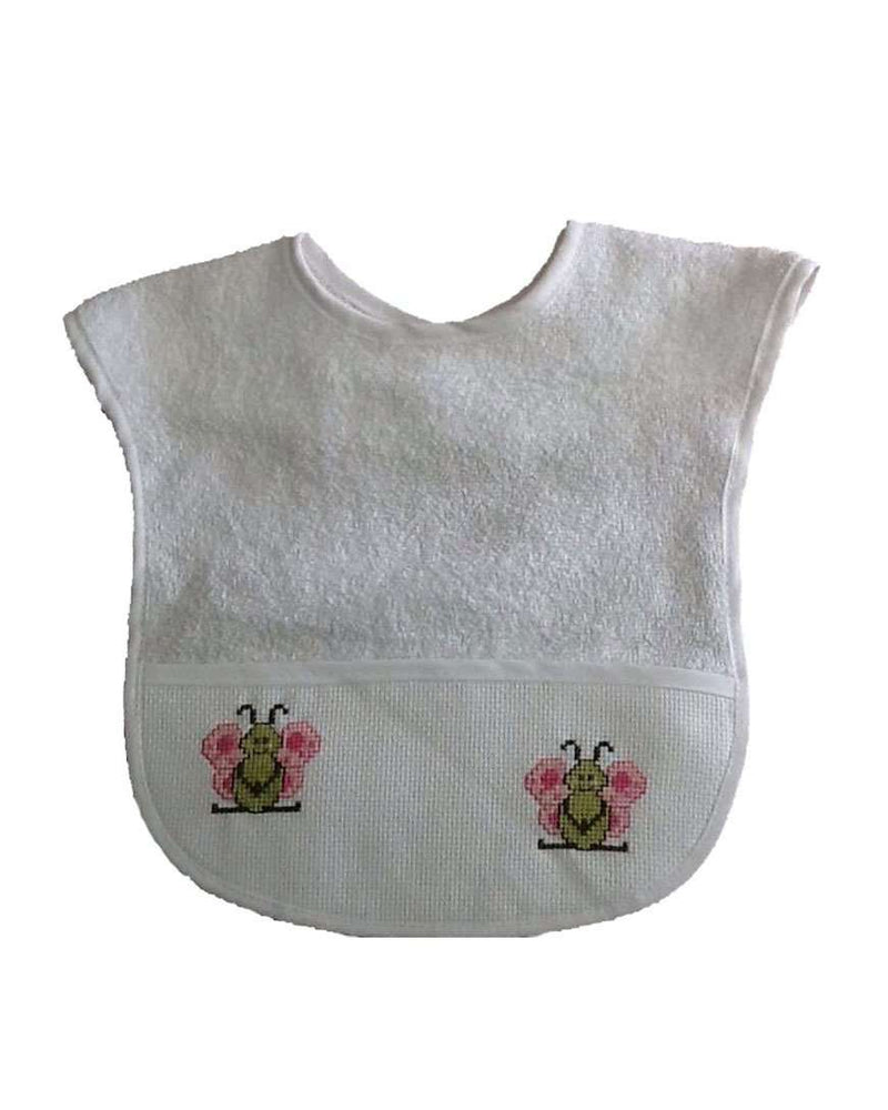Butterfly Baby Bib Embroidered in Cross Stitch (Set of 2)