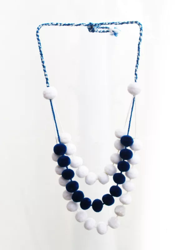 Triple Pom Pom Necklace. Mixt Copot