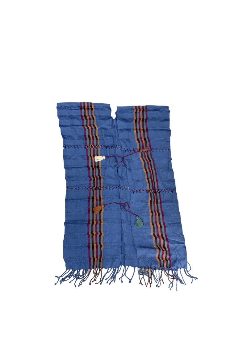 Frayed Robe with Colored Stripes